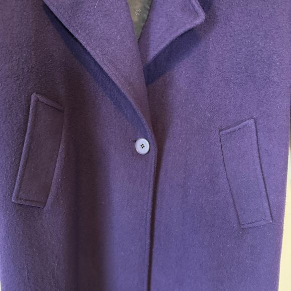 EUC VTG 80s Billi Billycoat Purple Wool Blend Long Overcoat Power Dressing Coat - Picture 4 of 12